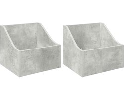 vidaXL - LP - Recorddoos - 2 - st - Betongrijs - 37 - x - 33 - x - 32 - cm - Bewerkt - hout