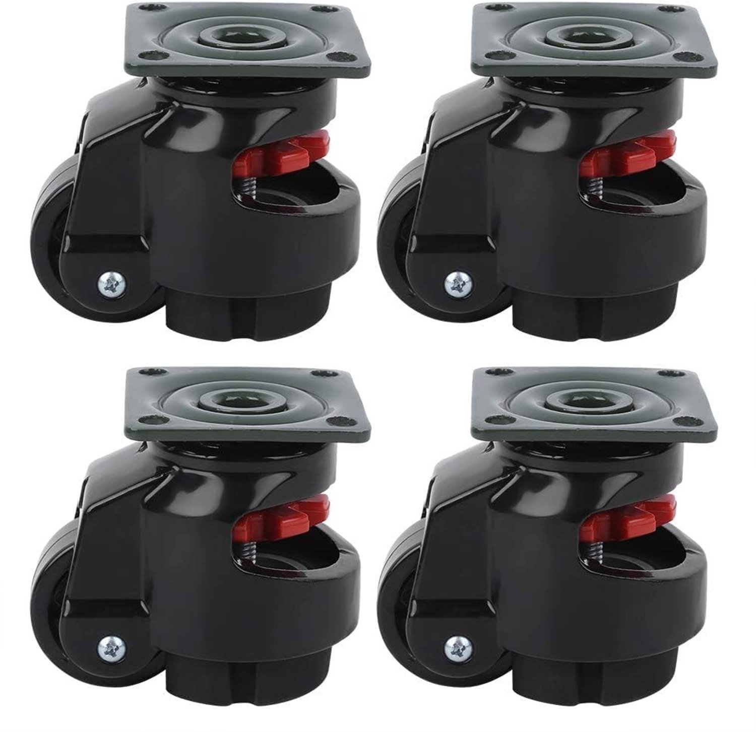 Set van 4 Zware Industrieel Leveling Caster Wielen voor Precisie en Stabiliteit in Diverse Toepassingen