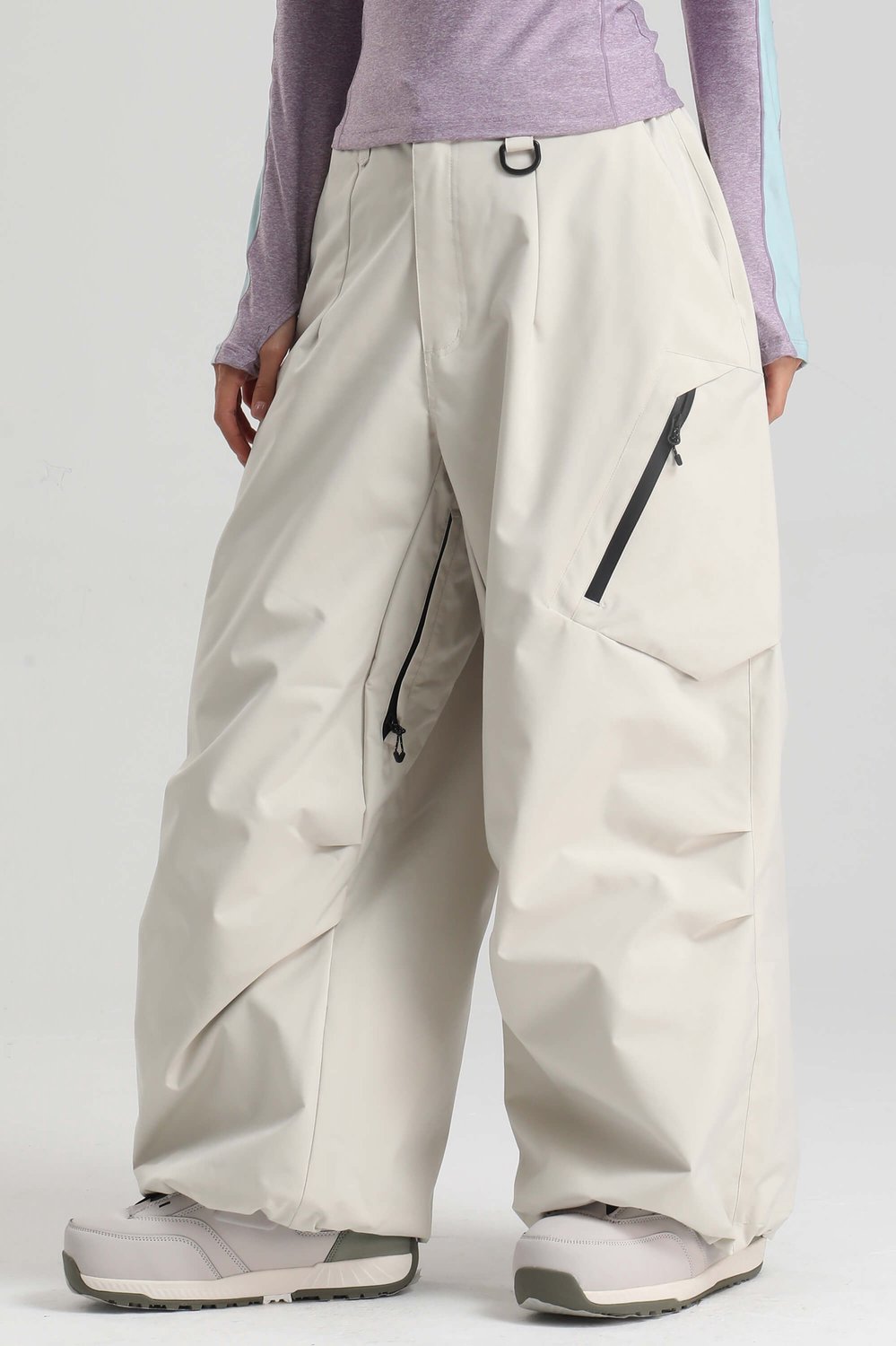 GSOU SNOW Unisex lichtgewicht baggy ski- en snowboardbroek 15K waterdicht Gebroken Creme