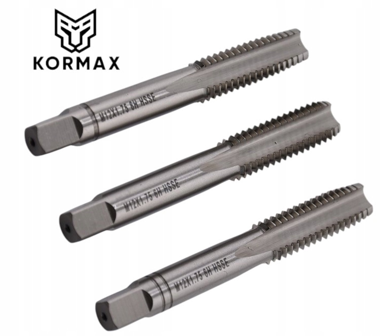 Kormax M12 3-delige Set Handmatige Taps HSSE 6H DIN352