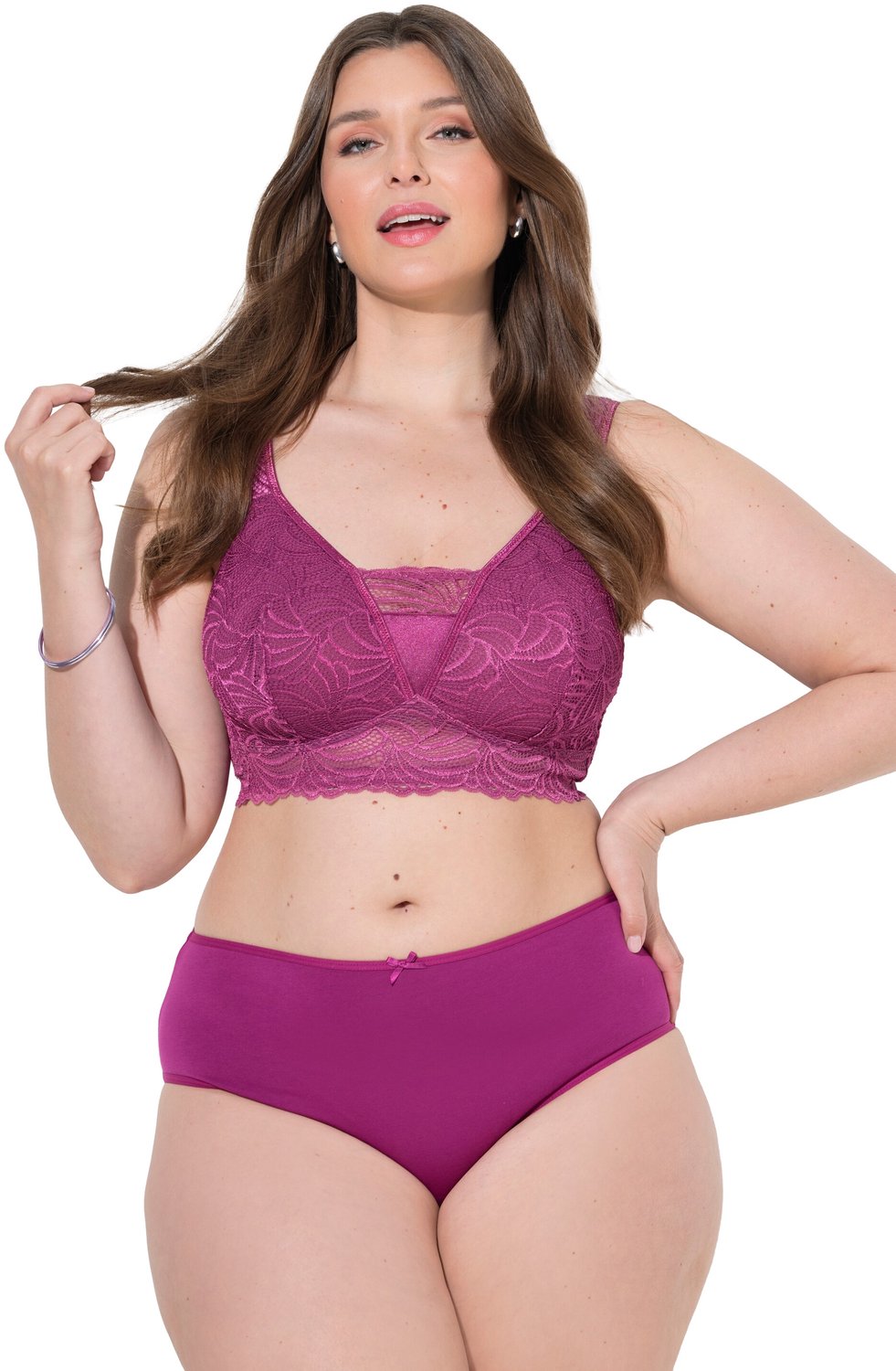 Ulla Popken - Dames - Midislips set van 5 3 verschillende kleuren - Lilablauw - Maat 50+