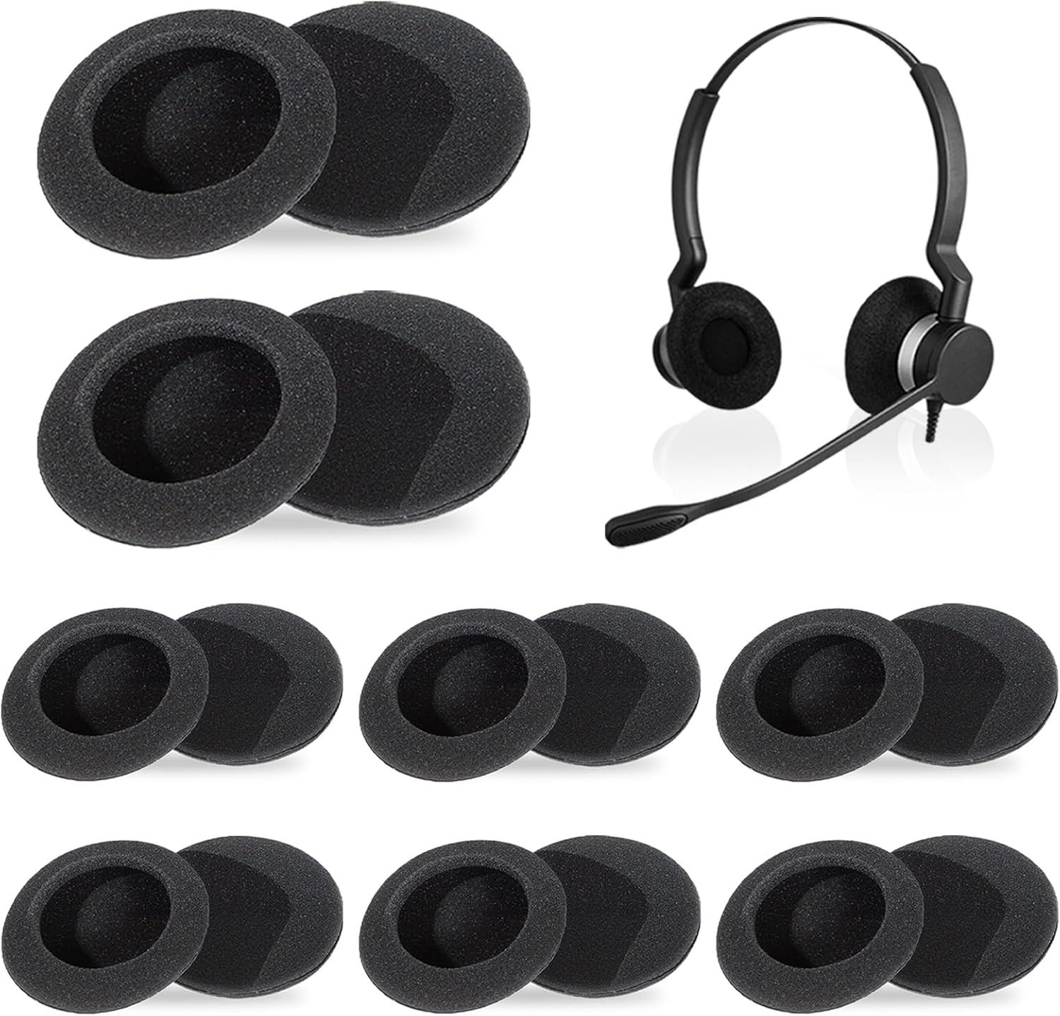 16 Stuks Vervangende Oorkussens voor Hoofdtelefoons, 50mm Ademend Schuim, Comfortabel en Duurzaam