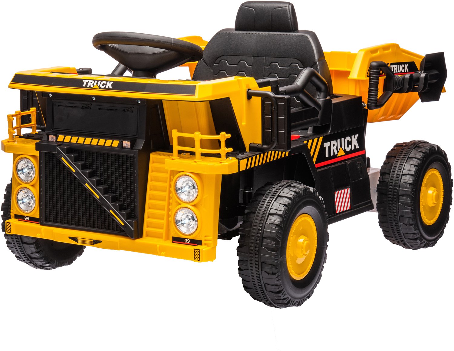 Playon Elektrische kindertractor - Met kantelbare laadbak en schep - 97 x 63 x 53 cm - Geel
