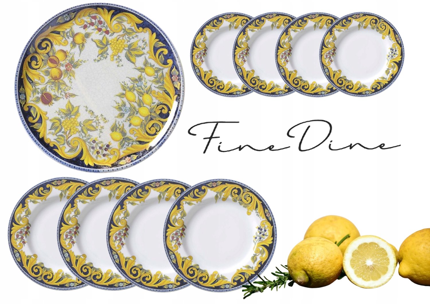 Fine Dine Barocco Pizzaborden Set - 9 Delig - Porselein