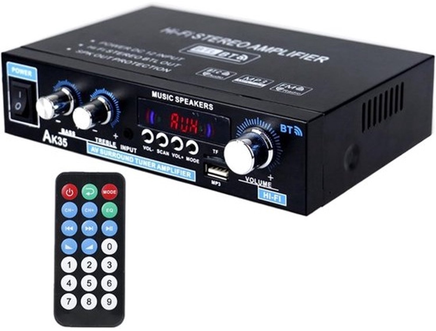 Audioversterker - Stereoreceiver - Muziek luisteren - Draadloze connectiviteit - 19 cm breed - Zwart