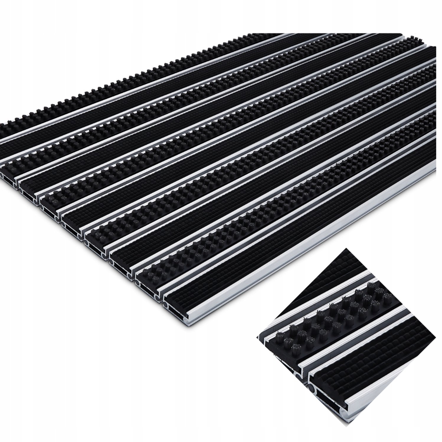 Aluminium Deurmat Combi Standard 17 - Borstel & Rubber - 90x60 cm