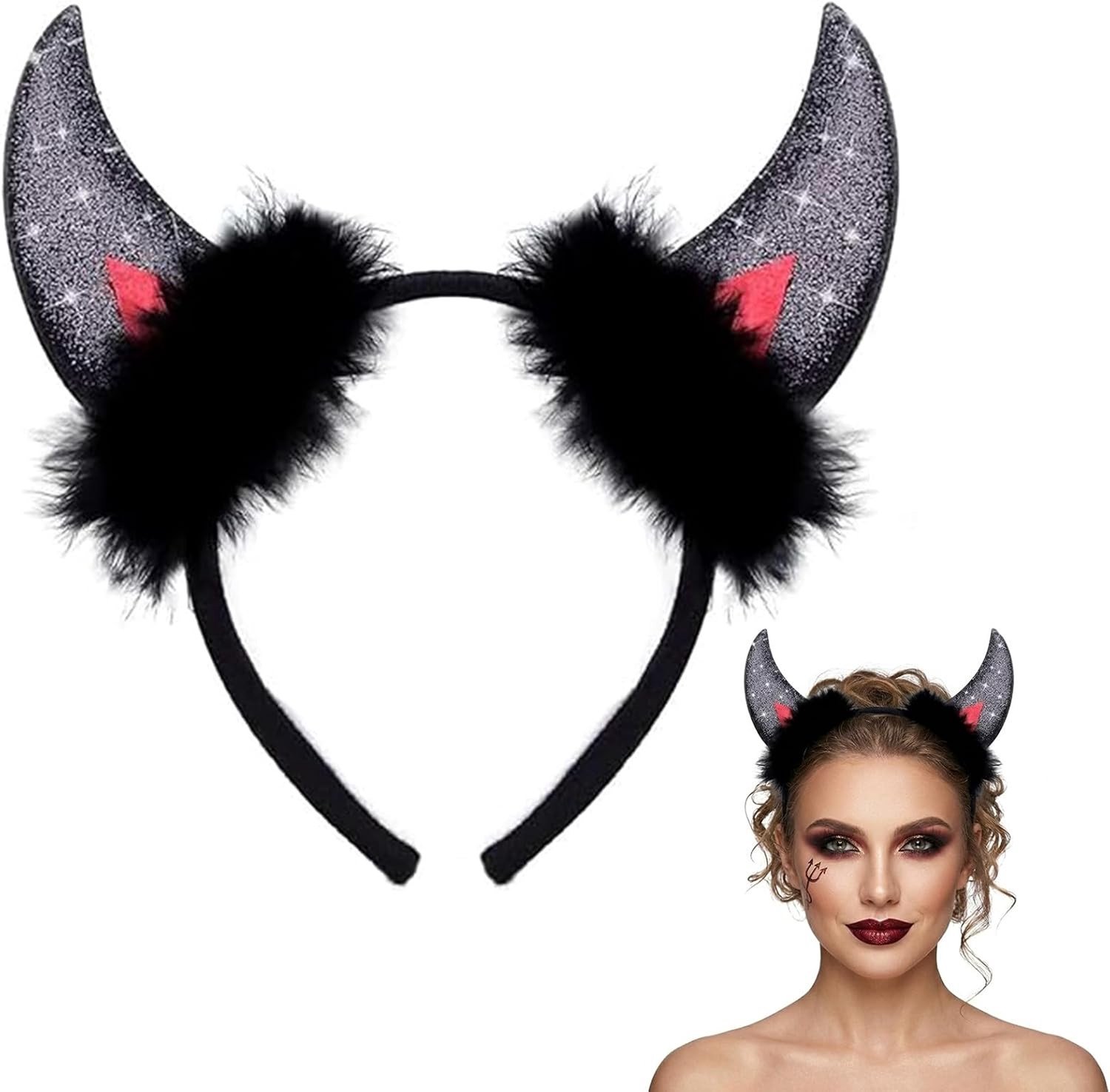 Duivels Hoorn Haarband voor Kostuumfeest - Halloween Hoorns Accessoires voor Volwassenen en Kinderen in Zwart