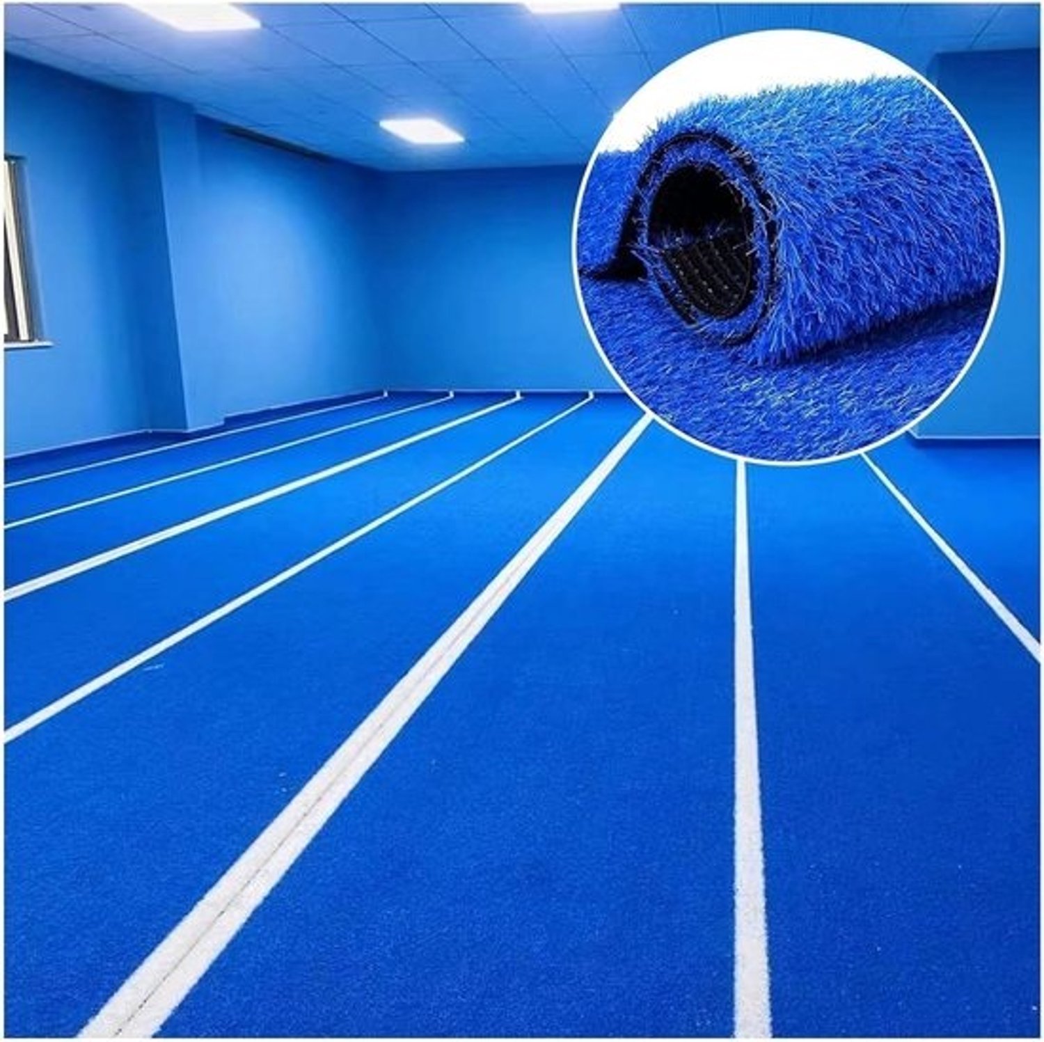 Kunstgrastapijt - Nepgras - Buitendecoratie - Snijbaar ontwerp - 100 x 400 cm - Blauw