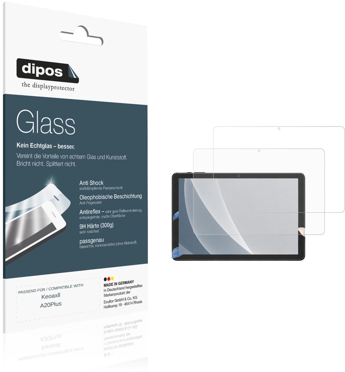 dipos – 2x Matte Pantserfolie geschikt voor Keoaxll A20Plus | 9H Screenprotector
