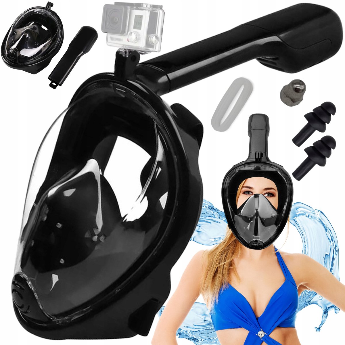 Volledig gezichtsmasker voor snorkelen en duiken - L/XL