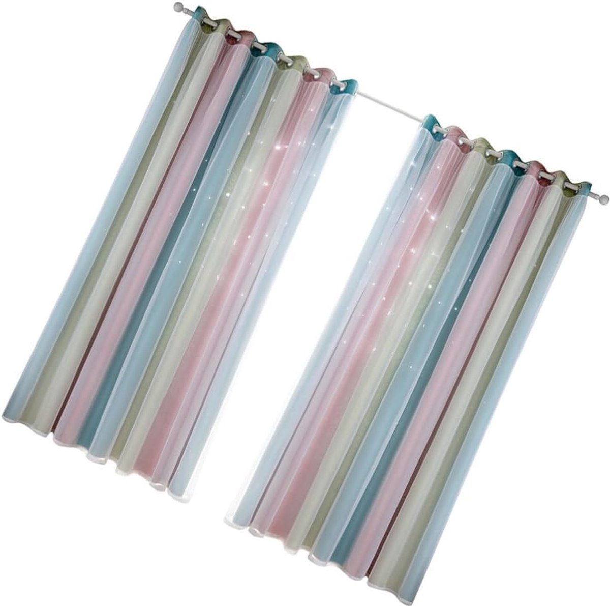 Set Van 2 Verduisterende Gordijnen Met Dubbele Laag Polyester Tule En Holle Sterpatroon Volledig Verduisterend Slaapkamer Woonkamer Zonwering Eenvoudige Installatie