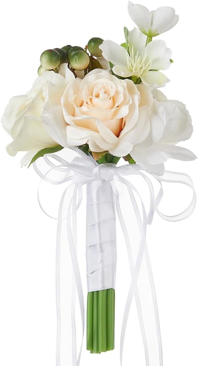 Klein kunstrozenboeket, bruidsmeisje, handgemaakt, romantisch bruiloftsboeket, bloemenmeisjes, versiering, boeket, decoratie voor bruiloft, bruidsfeest, champagne