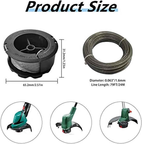 Draadtrimmer Spoel, for Bosch, F016800570 Vervangende Trimmer Spoel Tuin Gras Trimmer Lijn 1.6mm 6m, for Bosch, GrassCut Gras Trimmer (3 Spoelen+1 Lijn) grasmaaier spoel — afbeelding 5