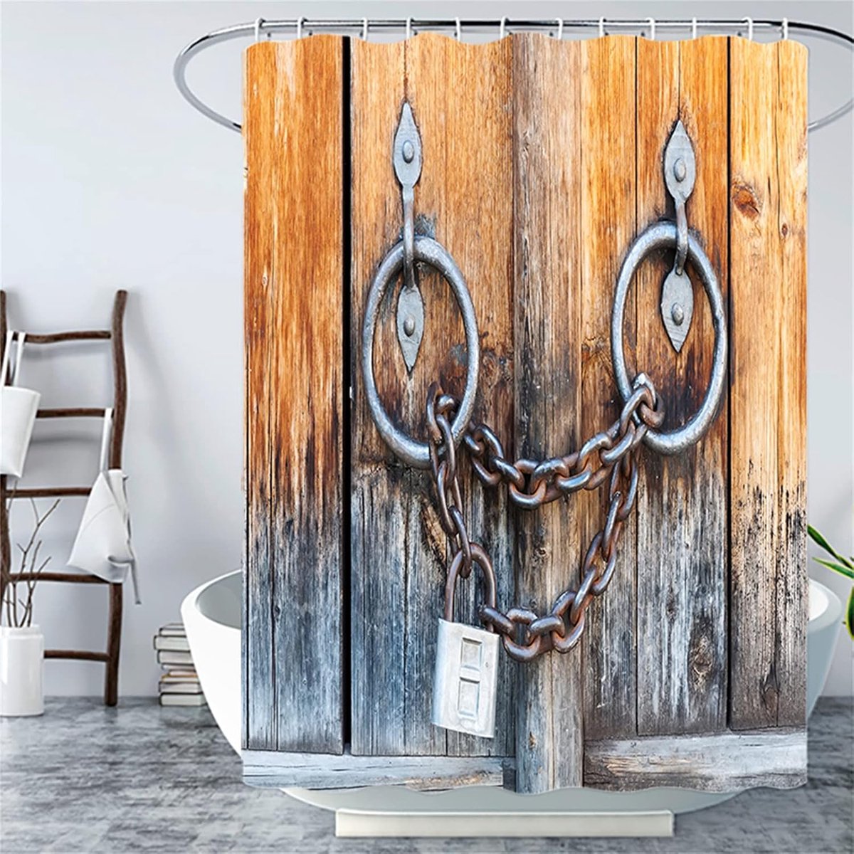 Douchegordijn anti-schimmel W200 x L200 cm, verzwaarde zoom, wasbaar, sneldrogend polyesterweefsel, badkameraccessoires, met 12 hoogwaardige douchegordijnringen voor badkuip en badkamer 496