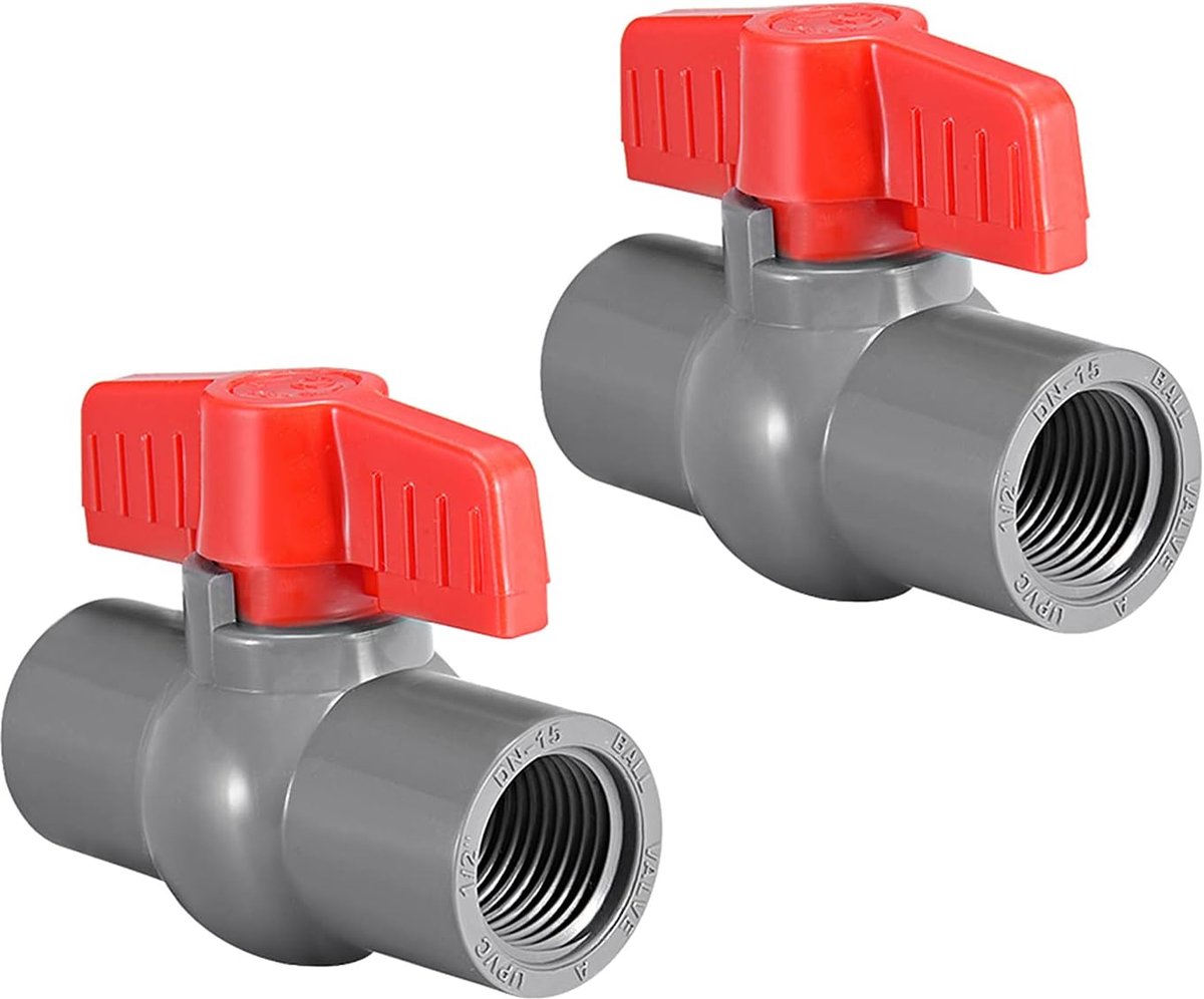 2 stuks kogelventiel - irrigatie waterstroomregeling schroefdraad plastic afsluitventielen toepassing buiten / tuin / zwembad (3/4 inch bus rood grijs)