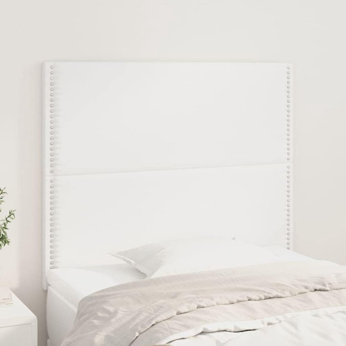Hoofdbord, 2 stuks, wit, 100 x 5 x 78/88 cm, kunstleer, hoofdeinde voor de slaapkamer, hotel, hoofdeinde, werkkamer, voor slaapkamer, tweede slaapkamer, hotel