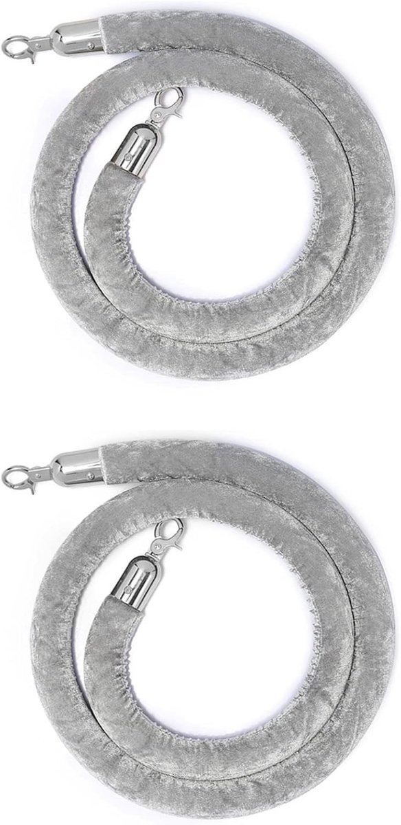 Wachtrijbarrièretouwen met vergulde haak, fluwelen stangentouw 3/4/5/6Ft, menigtecontroletouw, grijs fluwelen touw voor wachtrijverdeler, touwveiligheidsbarrière 1/2/3M, diameter 1,3 inch wacht