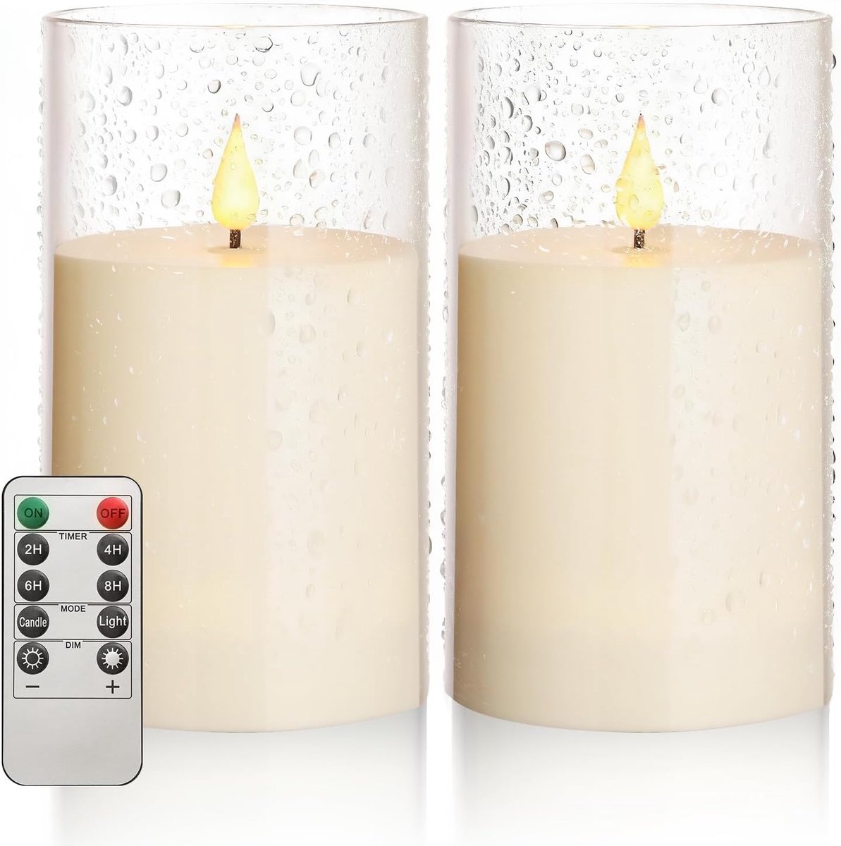17,5 cm waterdichte led-kaarsen, 2 stuks vlamloze kaarsen met afstandsbediening en timer, op batterijen werkende buitenkaarsen, geschikt voor veranda, tuin, eettafel, woonkamer, open haard