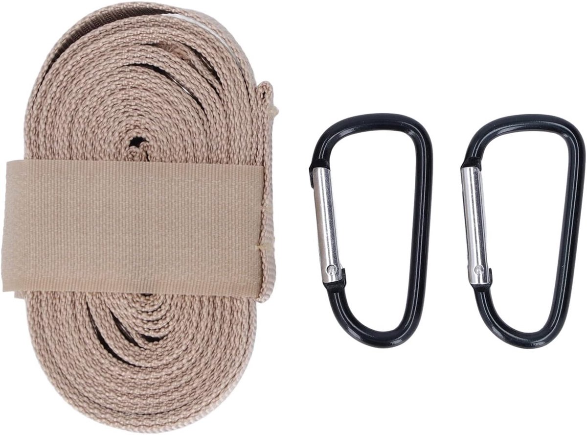 Opbergband 10.17ft lang duurzame nylon verstelbare hangmatbanden met 2 karabijnhalsers voor camping in de buitenlucht wandelen backpacken kaki