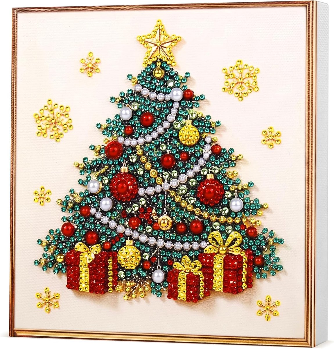 Kerstboomkralen, diamantschilderij, kerstset, 19,8 x 19,8 cm