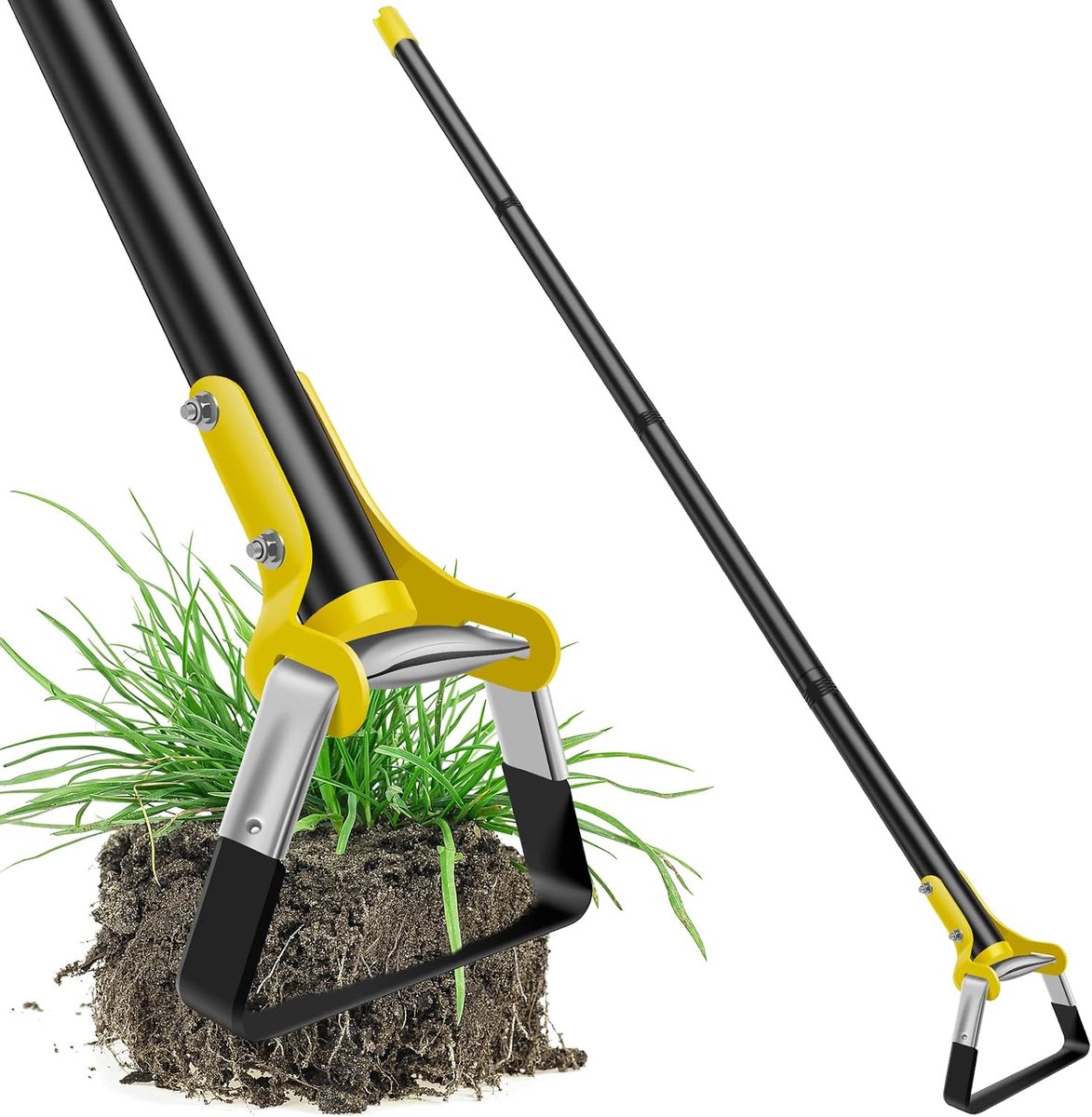 Tuinhak met steel, onkruidhak, hol design, verstelbare beugelhak, multifunctioneel tuingereedschap voor wieden, graven van planten, grond, losmaken en verplanten (1,6 m)