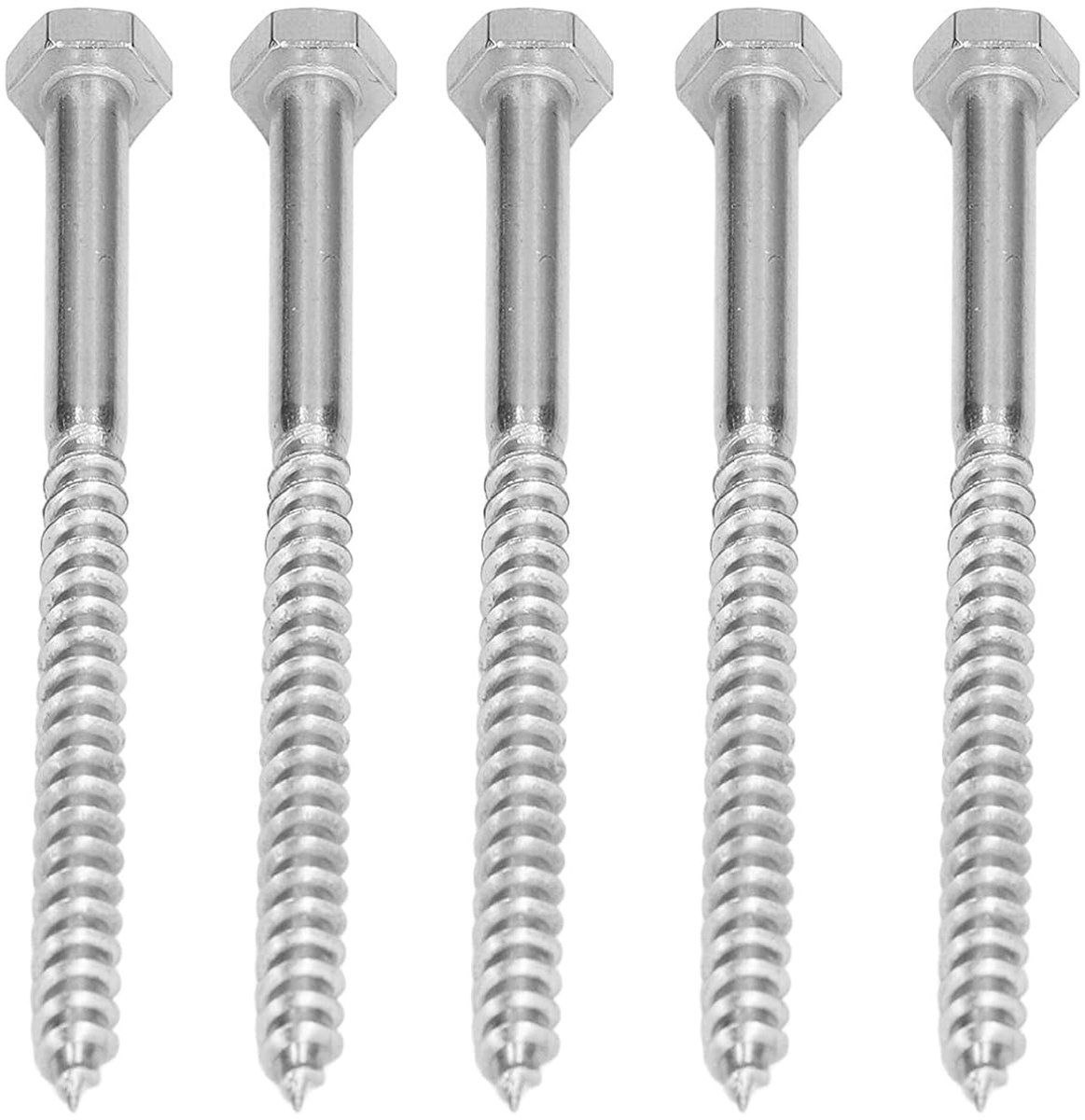 Zeskant Houtdraadbout RVS 304 Halfdraad DIN571 M6 M8, voor