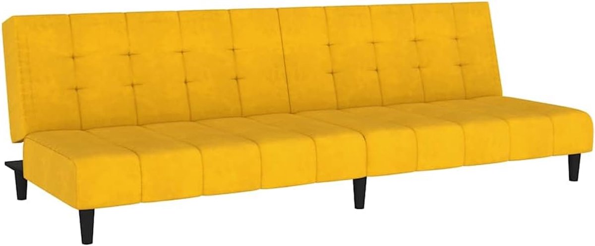 2-zits Geel Fluwelen Bedbank met Zachte Hoes en Robuuste Houten Lijst voor Woonkamer en Kantoor, Veelzijdige 2-in-1 Functie als zitgelegenheid en tweepersoonsbed
