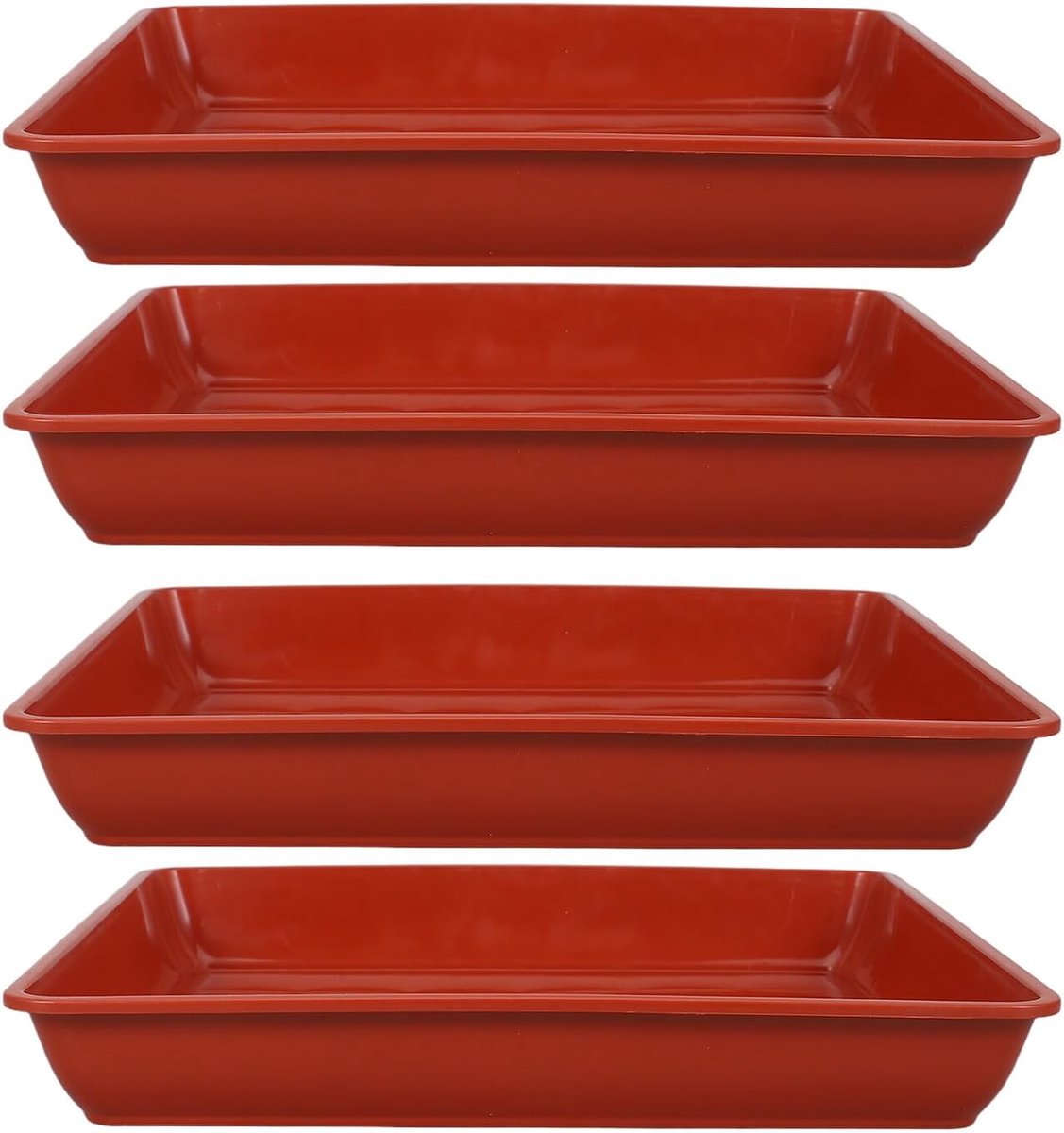 4 Stuks Vierkante Plastic Bloempot Onderzetters Duurzame Lekbakken voor Planten Wateropvangbakken voor Binnen Balkon Tuin Lichtgewicht Eenvoudig Te Reinigen Rood