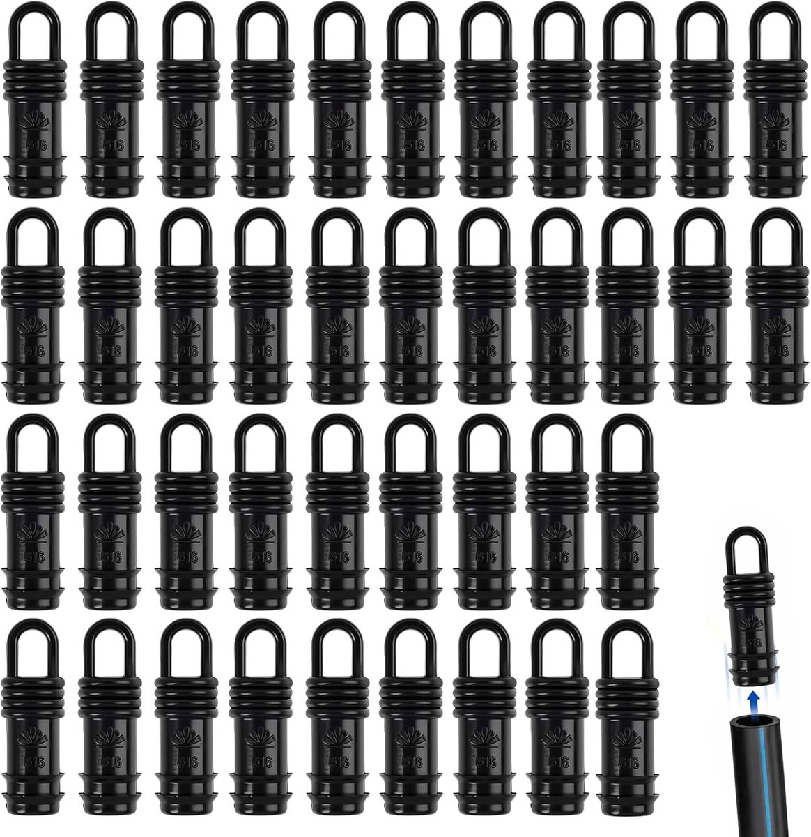 40 stuks einddoppen voor druppelirrigatie, slangaansluitingen van robuust kunststof, waterdichte adapters voor automatische irrigatiesystemen, tuin, kas en gazon