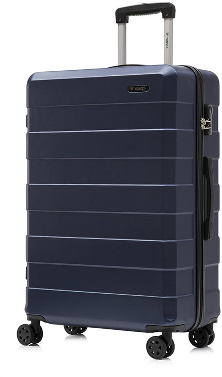 YONSLY Handbagage Koffer - 76 x 49 x 29 cm - 98 L - Cijferslot - 360° Draaibare Wielen - Grote Trolley - Donkerblauw