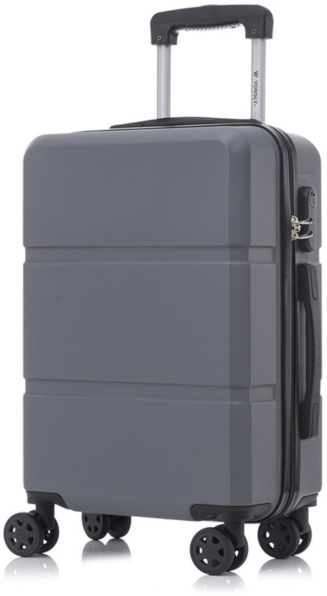YONSLY Handbagage Koffer - 55cm - 40 L - Cijferslot- 360° Draaibare Wielen - Grijs