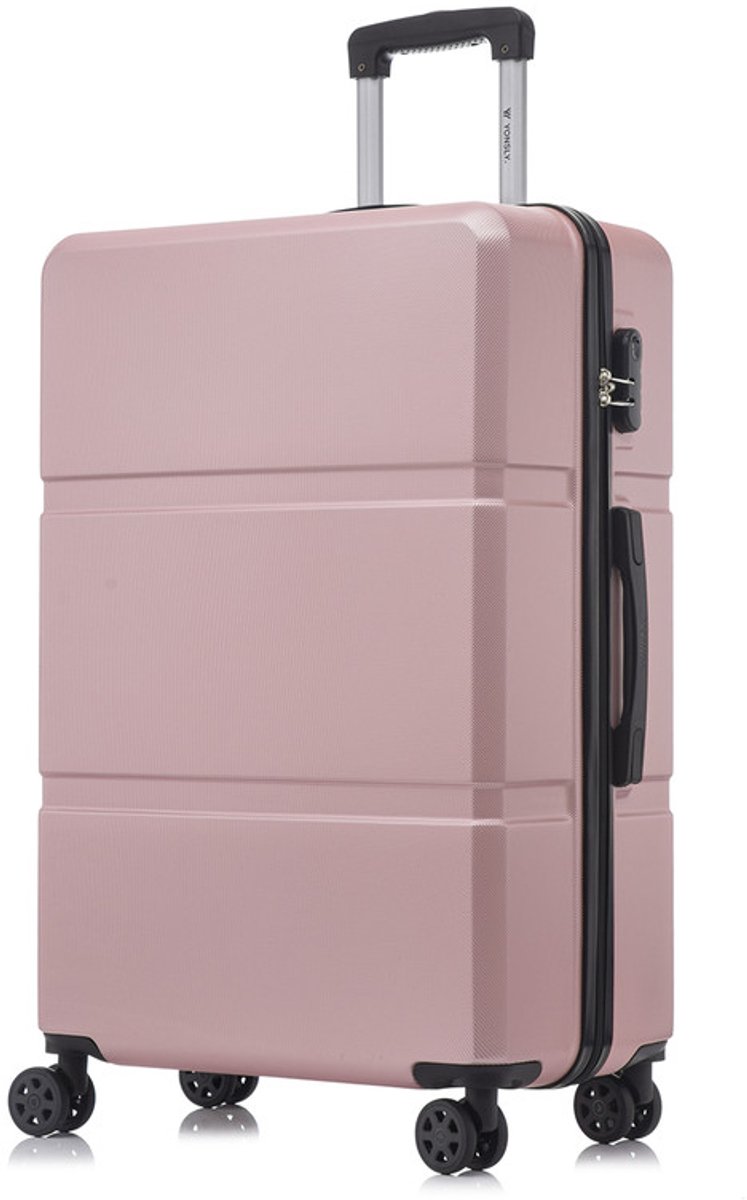 YONSLY Handbagage Koffer - 76 x 49 x 29 cm - 98 L - Cijferslot - 360° Draaibare Wielen - Grote Trolley - Roségoud