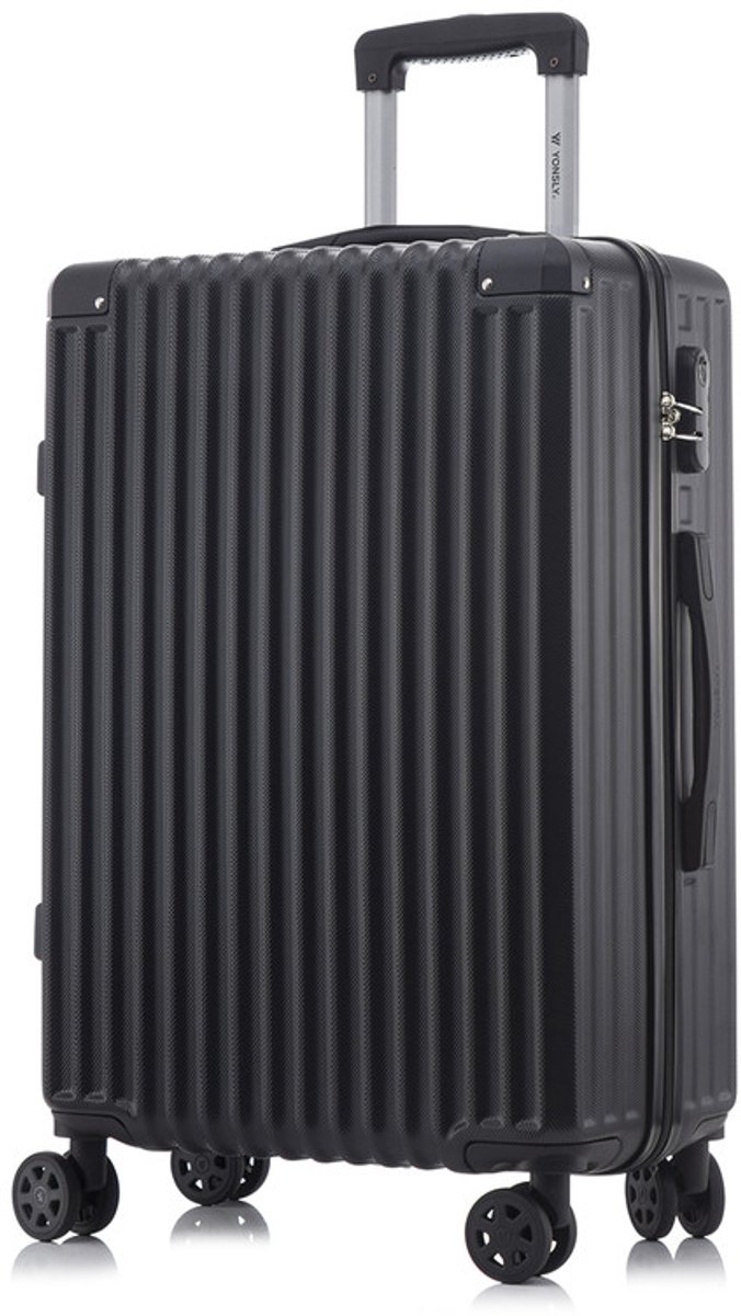 YONSLY Handbagage Koffer - 66cm - 66 L - Cijferslot- 360° Draaibare Wielen - Trolley- 66 x 43 x 26 cm - Zwart