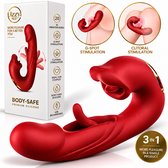 Vibromasseur Uzzy MF 3 en 1 pour femme – Stimulateur point G et clitoris – Toys pour couples – 20 modes – Sextoy de Luxe rouge