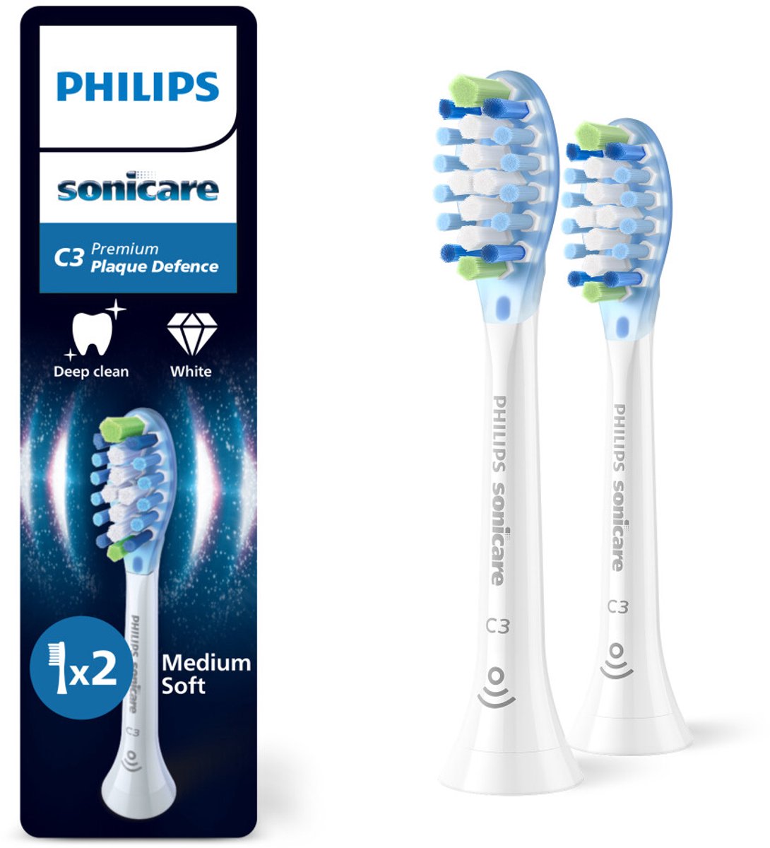 Philips Sonicare - Opzetborstels C3 Premium Plaque Defence Wit HX9042/87 - 6 x 2 stuks - Voordeelverpakking