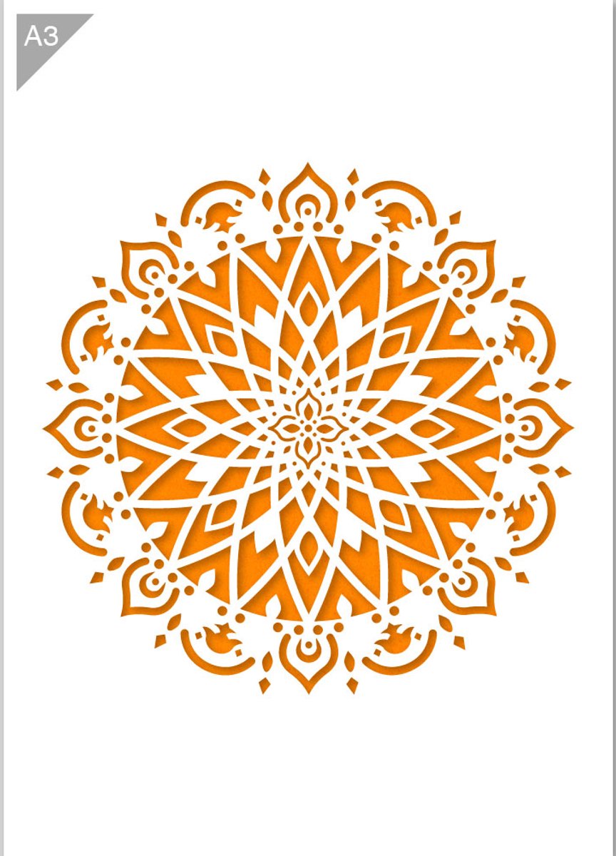 QBIX Mandala Sjabloon A3 Formaat Kunststof - Uitsnede diameter 25cm