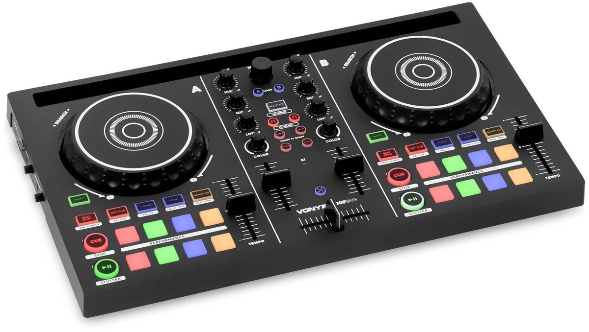 Vonyx Loop200 DJ Controller - 2-Kanaals - Met Virtual DJ LE software - 16 Performance Pads - Touch Sensitive Jogwheels