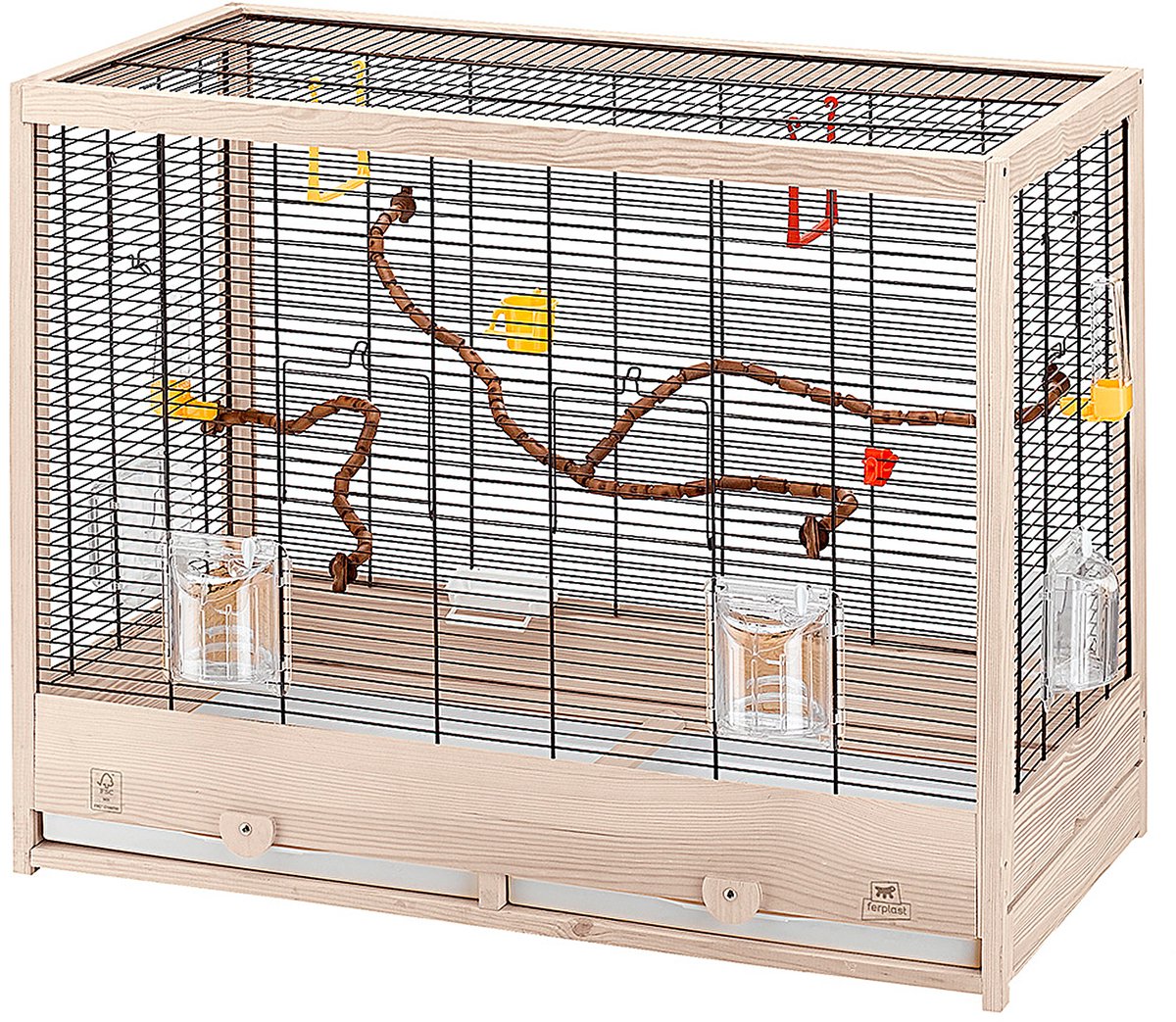 Bol.com Ferplast Vogelkooi Van FSC-Hout - Voor Kanaries - Met Accessoires - 81 x 41 x h 64 cm aanbieding