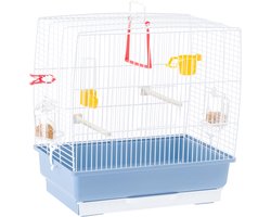 Ferplast Kanariekooi - Inclusief schommel en zitstokken - Wit-Blauw - 39 x 25 x 41 cm