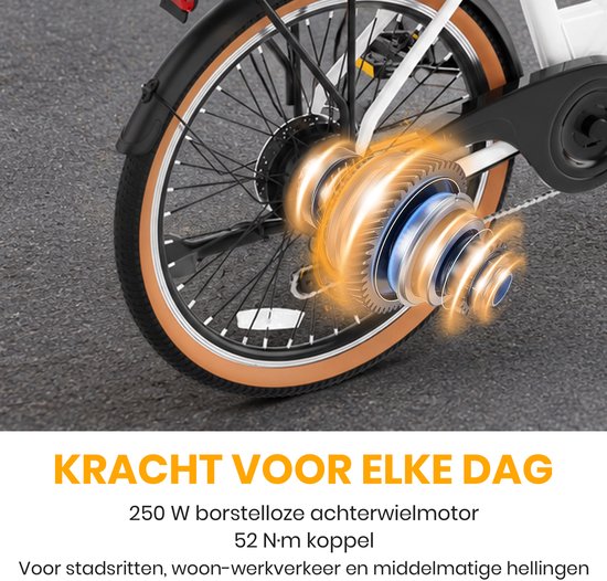 VANKEL Elektrische Stadsfiets 26 Inch – E-bike met Lage Instap – 648Wh Accu – 120 km Bereik – 250W Motor – Shimano 7 Versnellingen — afbeelding 3