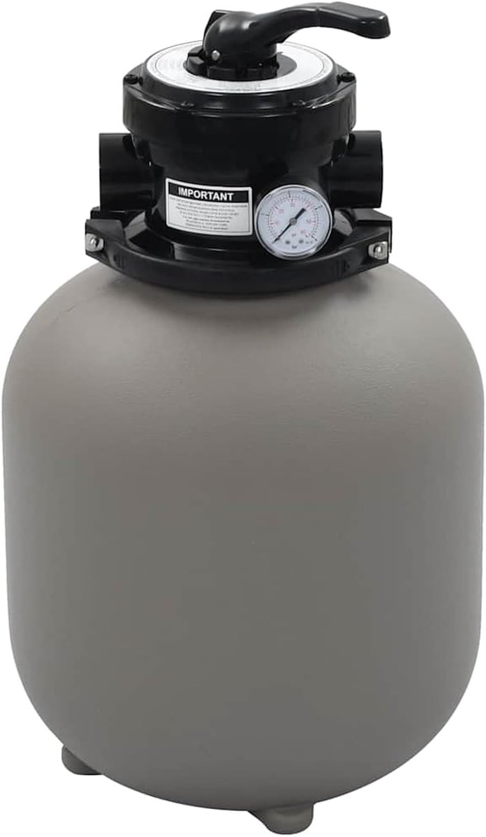 Zandfilter voor zwembaden, ventiel met 4 standen, grijs, 350 mm, blauwe waterfilter voor zwembad, 35 x 62,5 cm (diameter x hoogte)