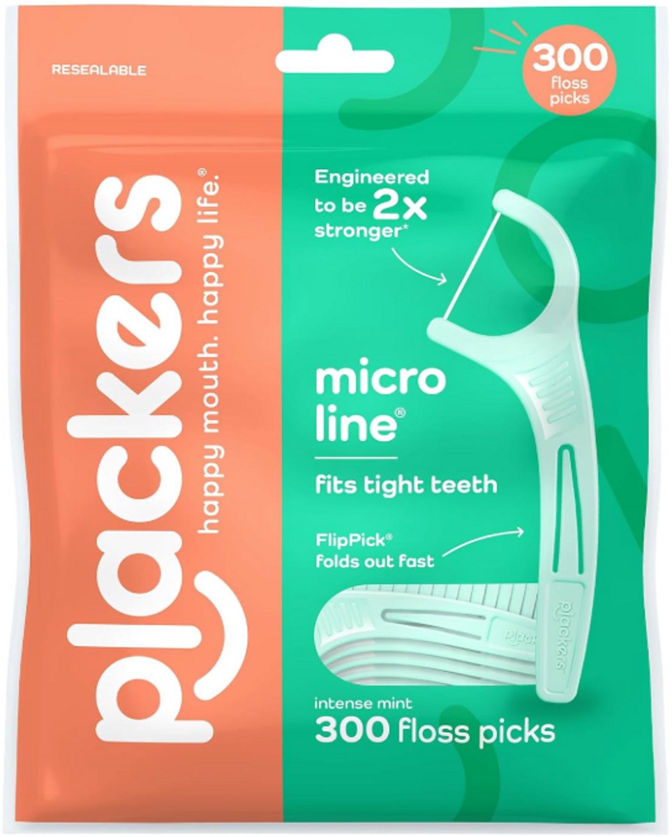Plackers - Twin-Line Flossers (Intense mint) – Dubbele Flosdraad met Munt – 300 Stuks