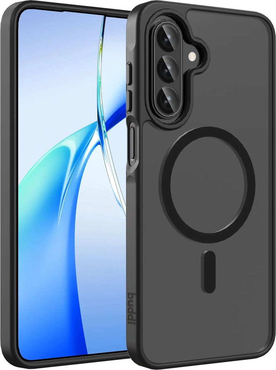 Buddi Frost Hoesje Geschikt voor Samsung Galaxy A17 / A26 / A16 - Mat Zwart - MagSafe Back Cover - Matchende kleur - Shockproof - Slank