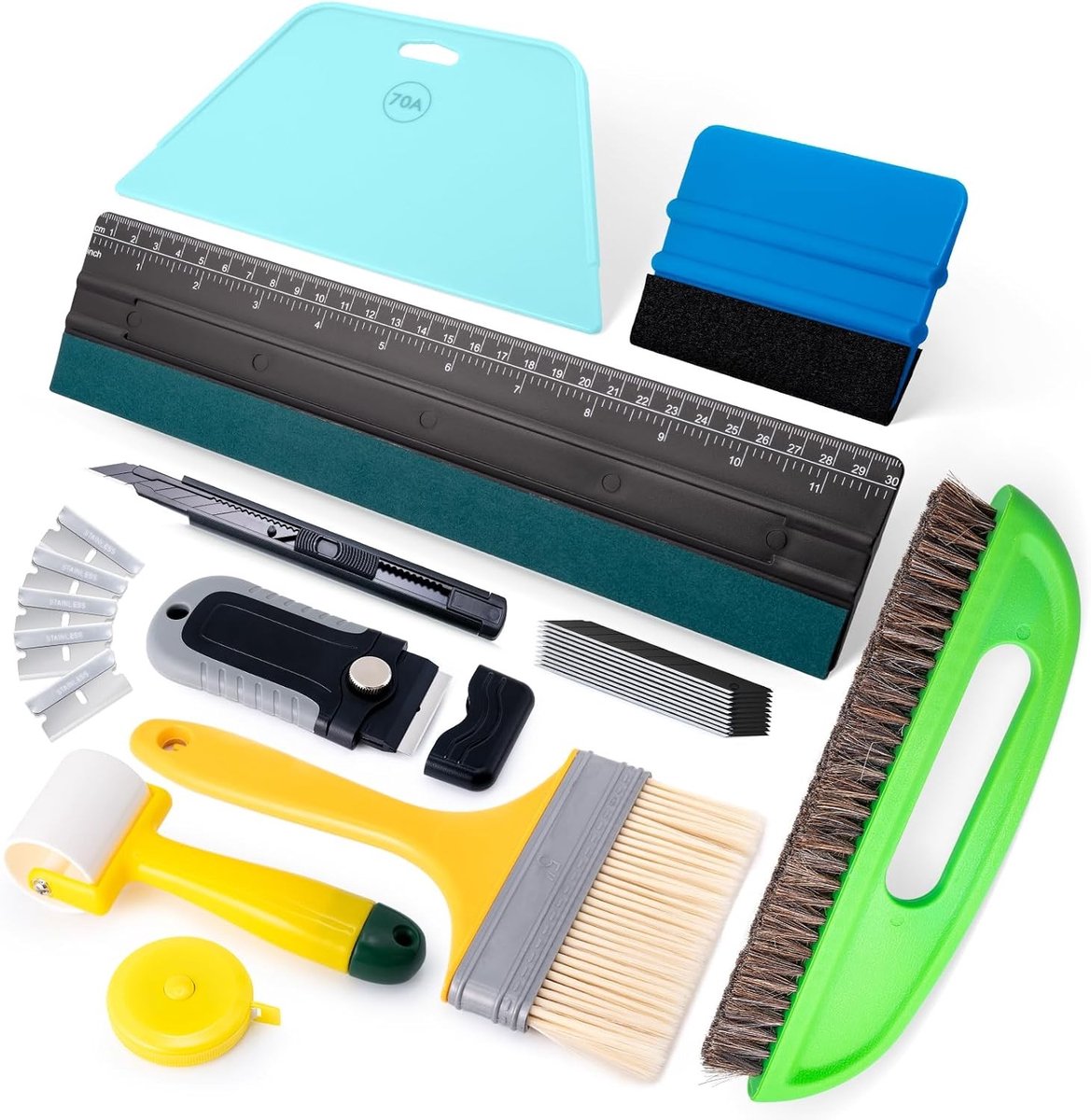 Complete Wallpaper Tools Set - Smoothing Tools, Brushes, Seam Roller, Knives en Metalen Schraper voor Perfecte Wandafwerking