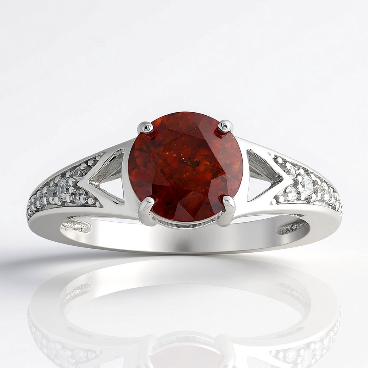 Cavill - Zilveren Ring - 925 Sterling Zilver Gerhodineerd - 1,615 ct Ronde Sfaleriet & 0,123 ct Rondgeslepen Zirkonia - Elegante Damesring