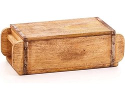 Vintage Baksteenvormen van Gerecycled Hout incl. Deksel | Decoratieve Plantenbakken 30 x 14 x 8 cm