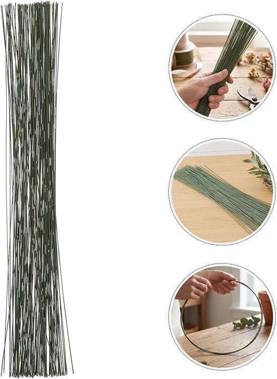 100 Stuks Flexibele Olijfgroene Bloemendraad met Papieren Coating Sterke Ijzeren Stelen voor Kunstbloemen DIY Bloemstukken Kransen Decoraties — afbeelding 2