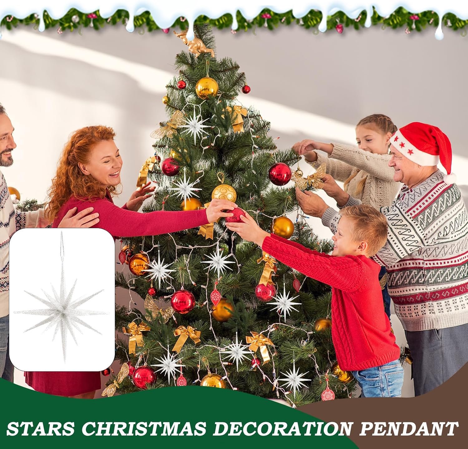 Kerstster Versieringen Voor Kerstboom 2 Delige Glitter Kerstster