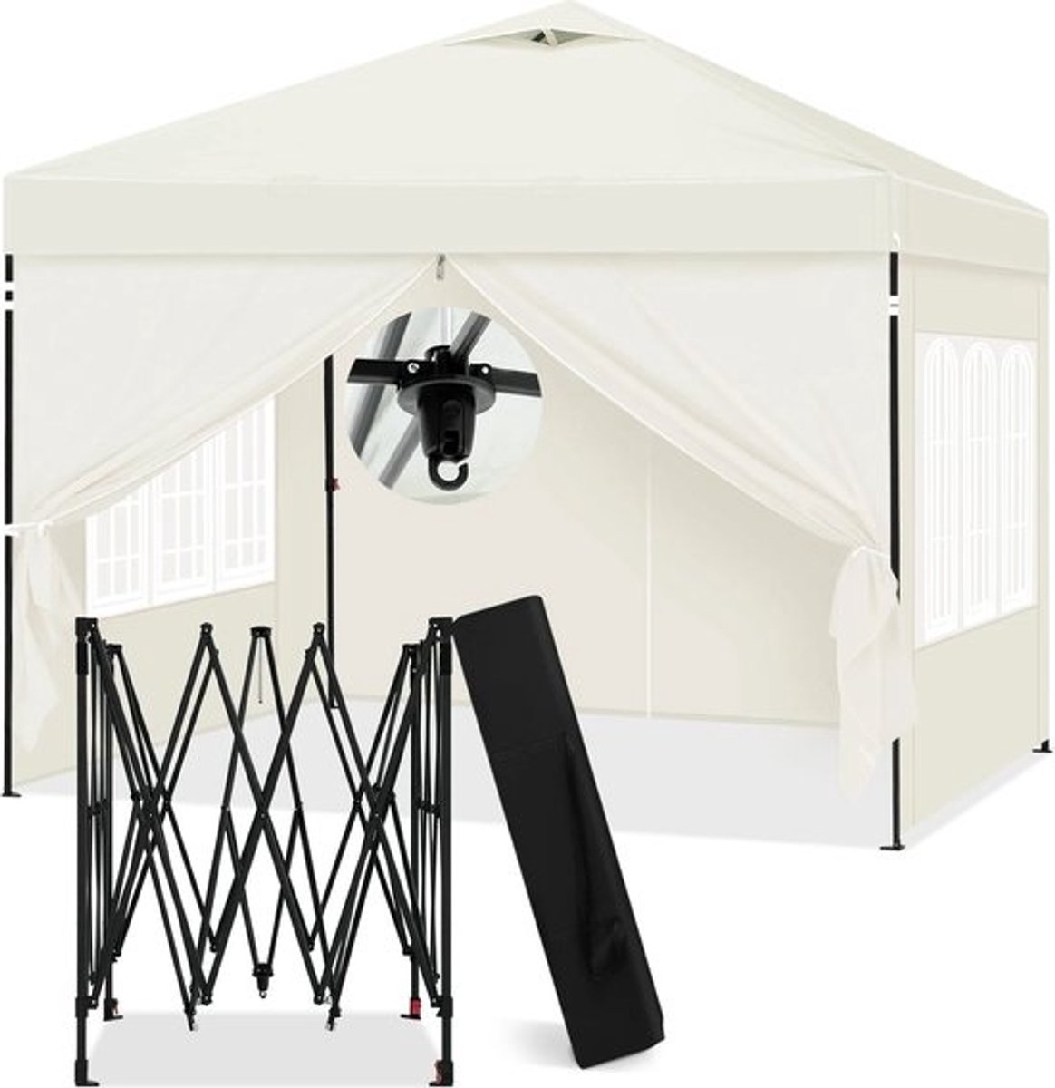 Bealive® partytent - Opvouwbaar tuinhuisje - Opvouwbare partytent - Met afneembare zijwanden - Ramen - Met draagtas - 3M X 3M