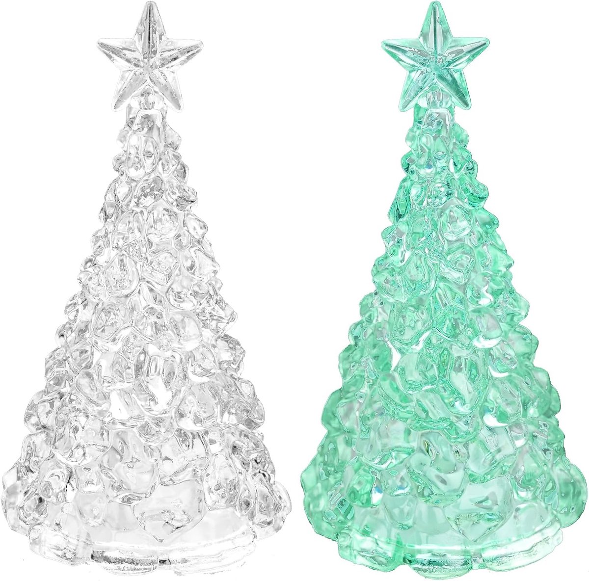 2 Stuks Kerstverlichting Kersttafeldecoratie Kerstboom Decoraties Verlichting Bureauornamenten Kerstboom Vorm Mini LED Kaars Lantaarns voor Feesten Thuis Decoratie Cadeau